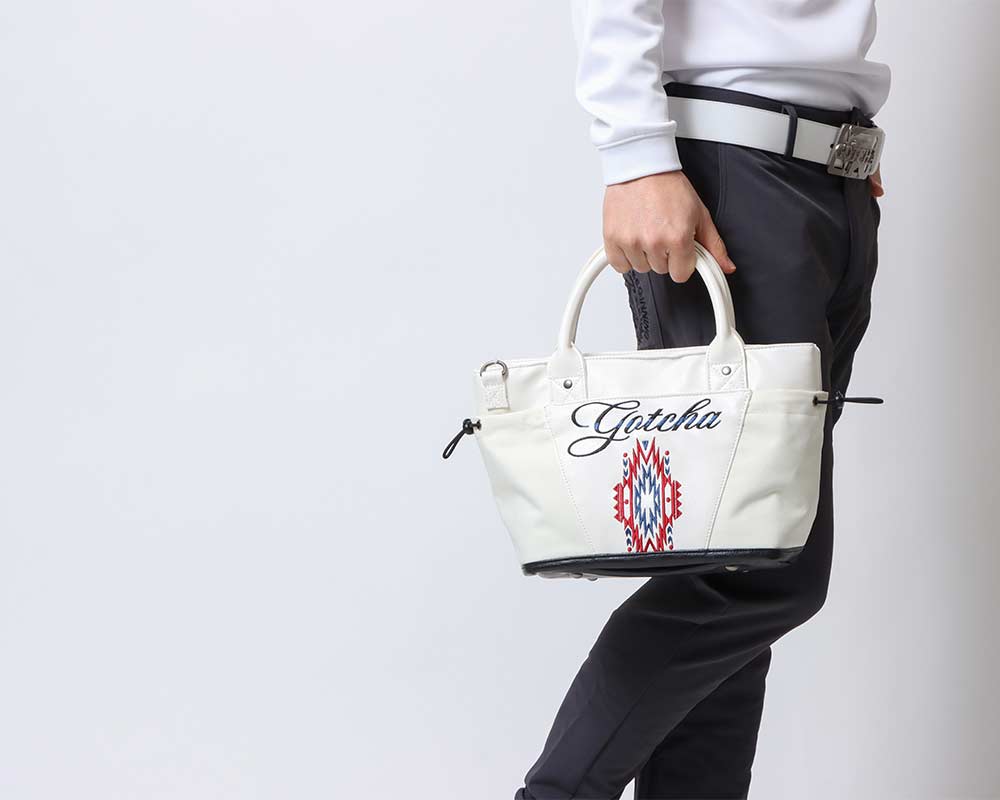 2way サイドポケット ネイティブ柄 PU ラウンドポーチ