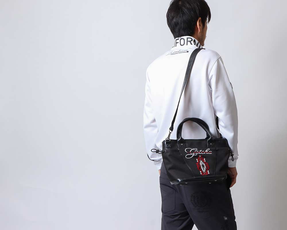 2way サイドポケット ネイティブ柄 PU ラウンドポーチ