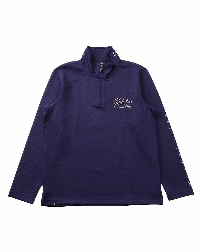 ドライジオメトリック膨れジャカードハーフジップポロ