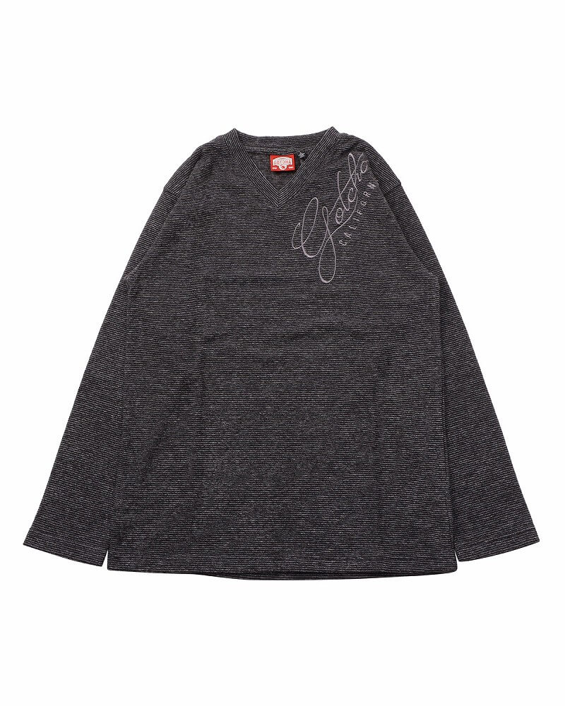 起毛ジャカードVネックロンT