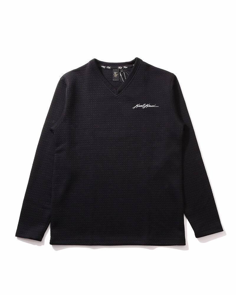 抗菌防臭千鳥ブリスターVネックロンT