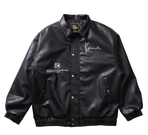 ビッグシルエット PU レザー 中綿 ジャケットー