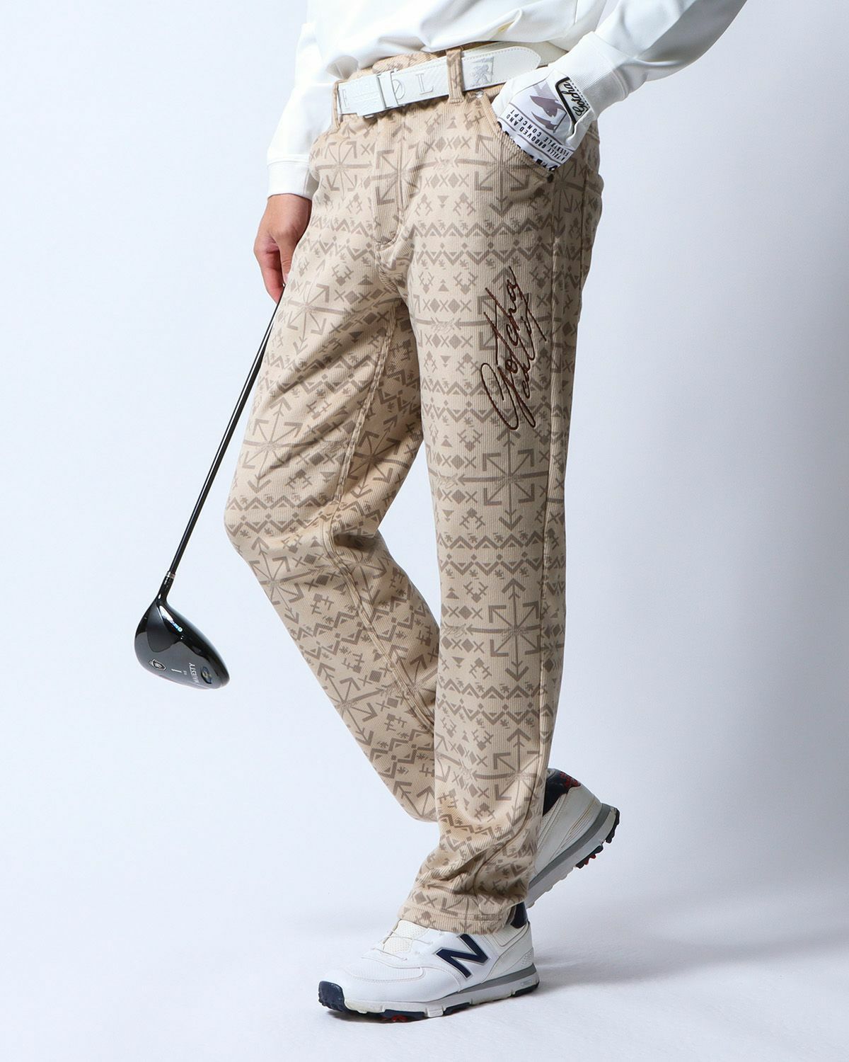 裏フリース コーデュロイ ナバホ総柄 ロングパンツ