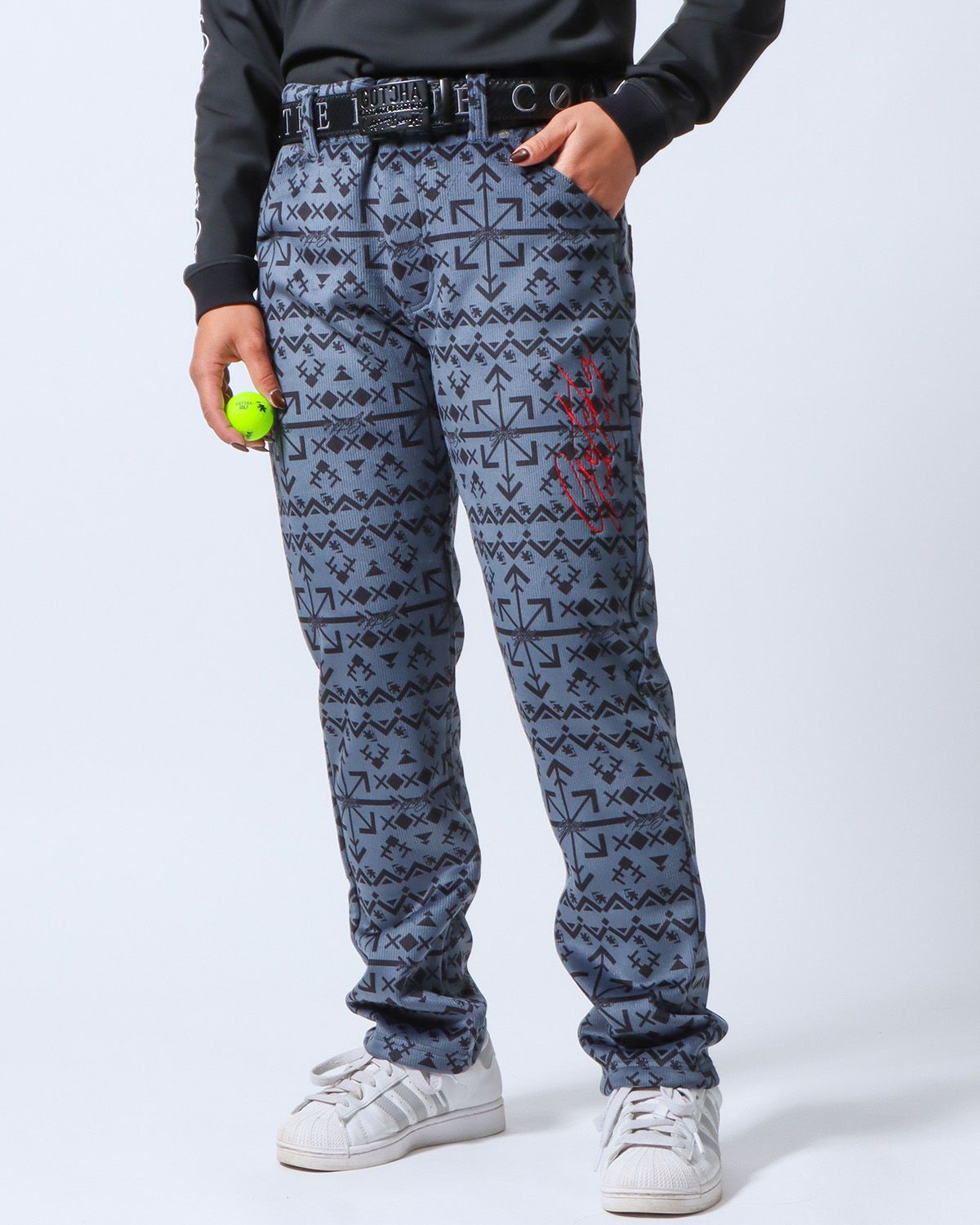 裏フリース コーデュロイ ナバホ総柄 ロングパンツ