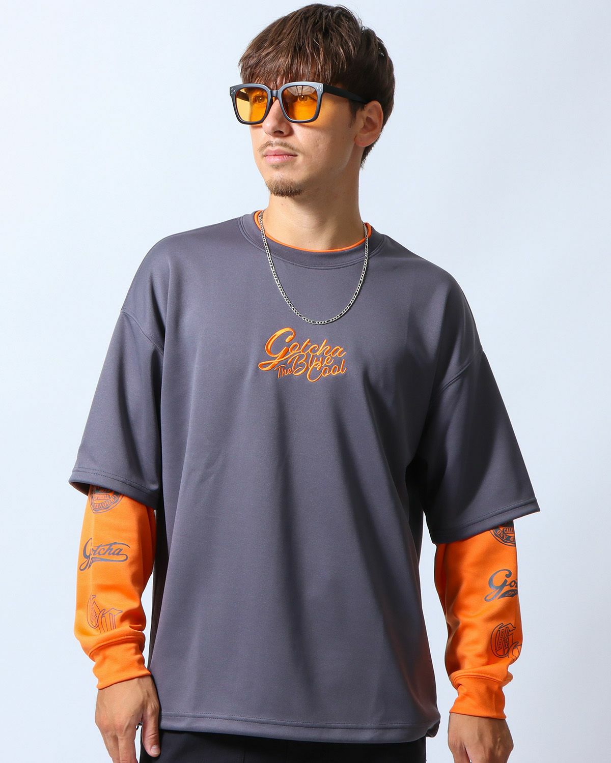 吸水速乾 デザイン フェイクレイヤード ロンT