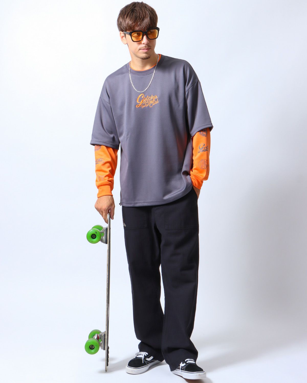 吸水速乾 デザイン フェイクレイヤード ロンT