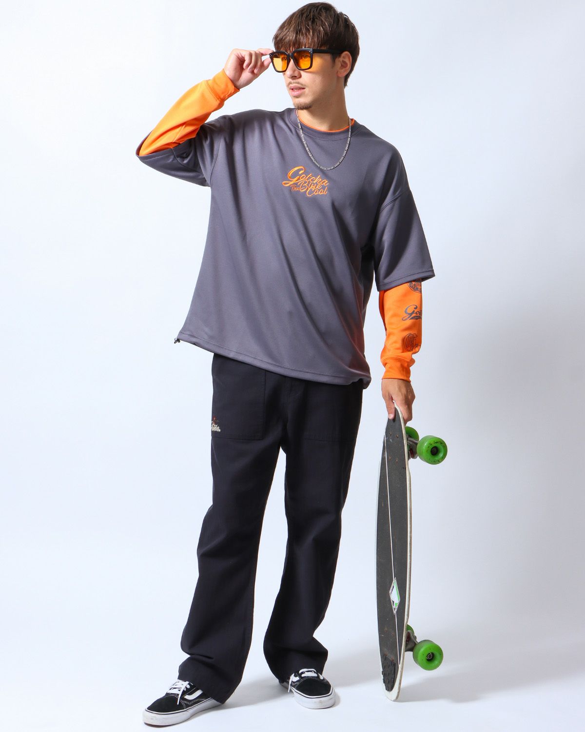 吸水速乾 デザイン フェイクレイヤード ロンT