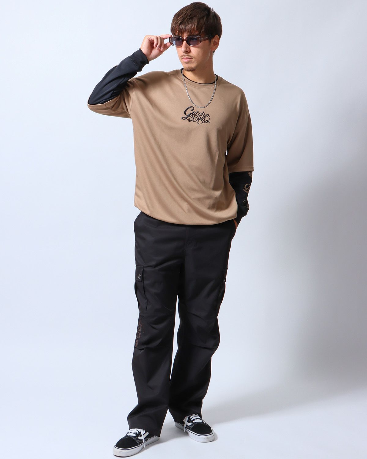 吸水速乾 デザイン フェイクレイヤード ロンT