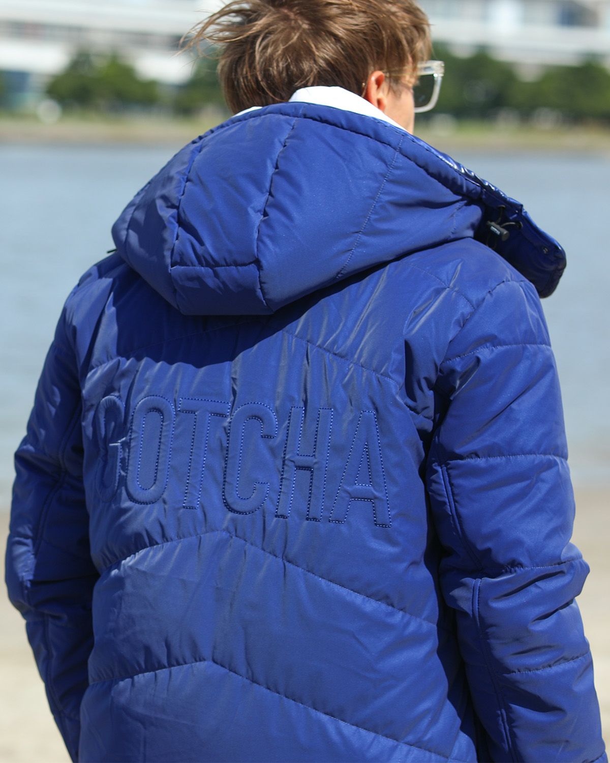 防風 ラスターカラー フェイク ダウンジャケット