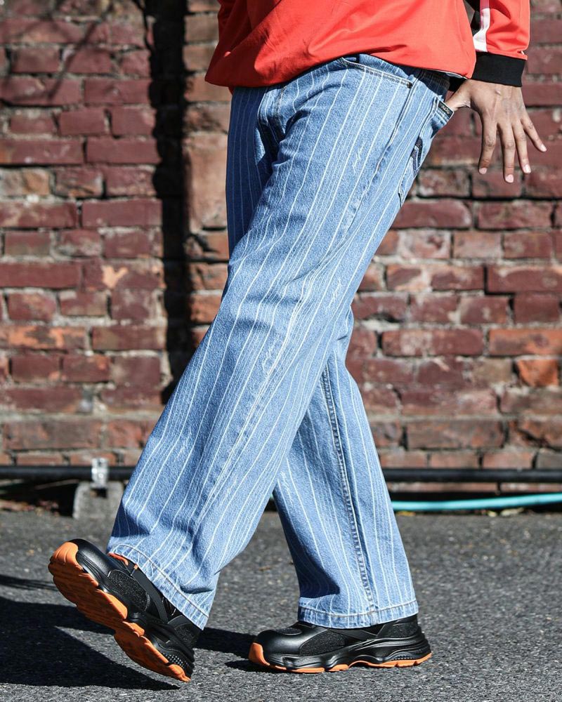 リラックスフィット ストレート ストライプ デニムパンツ