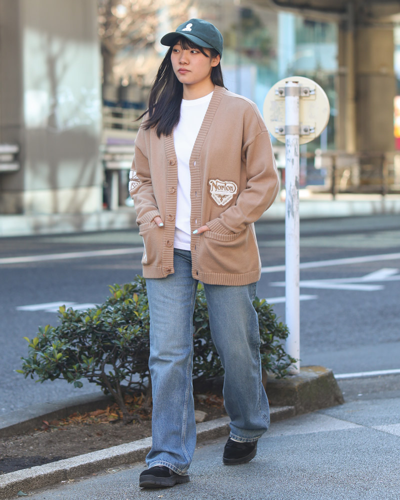 ウォッシャブル ワッペン カーディガン