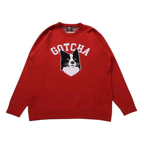 ウォッシャブルジャカードドッグクルーネック セーター