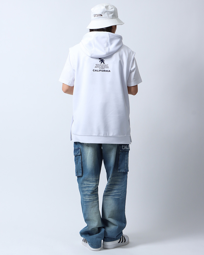 スペーサー ノースリーブ パーカーカジュアルコーディネート