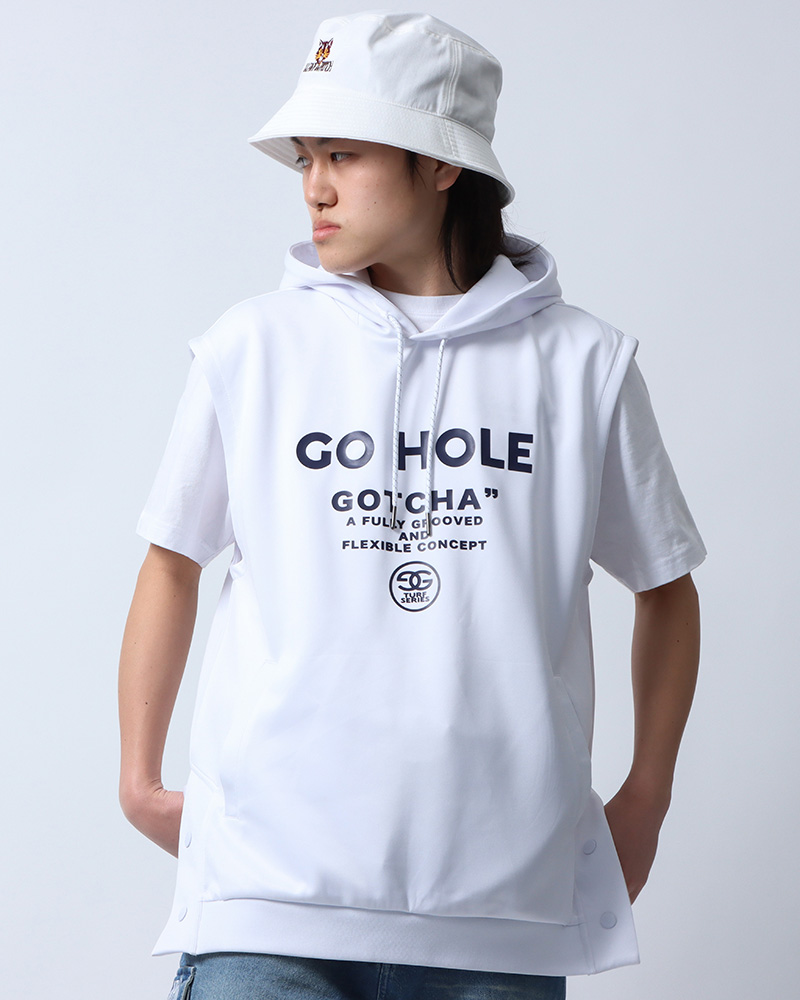 スペーサー ノースリーブ パーカーカジュアルコーディネート