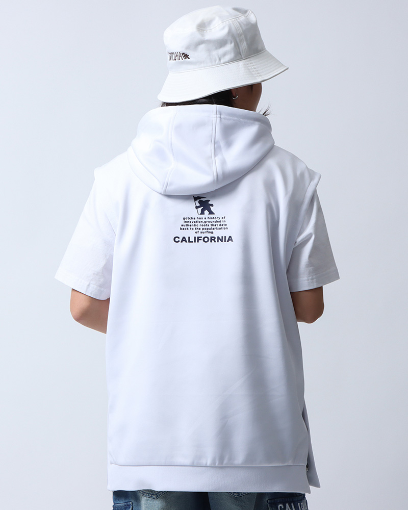 スペーサー ノースリーブ パーカーカジュアルコーディネート