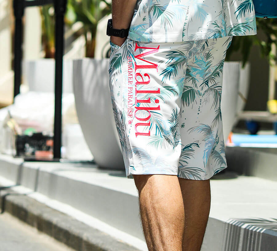 ガッチャゴルフアロハシャツアンドショーツコーデホワイト