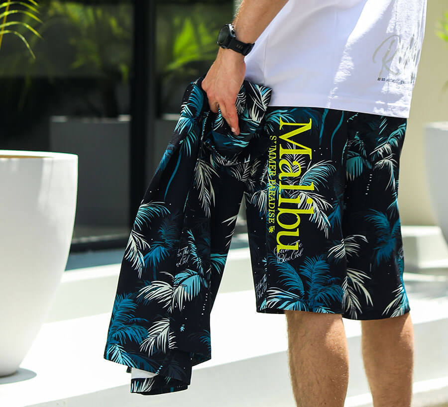 ガッチャゴルフアロハシャツアンドショーツコーデブラック