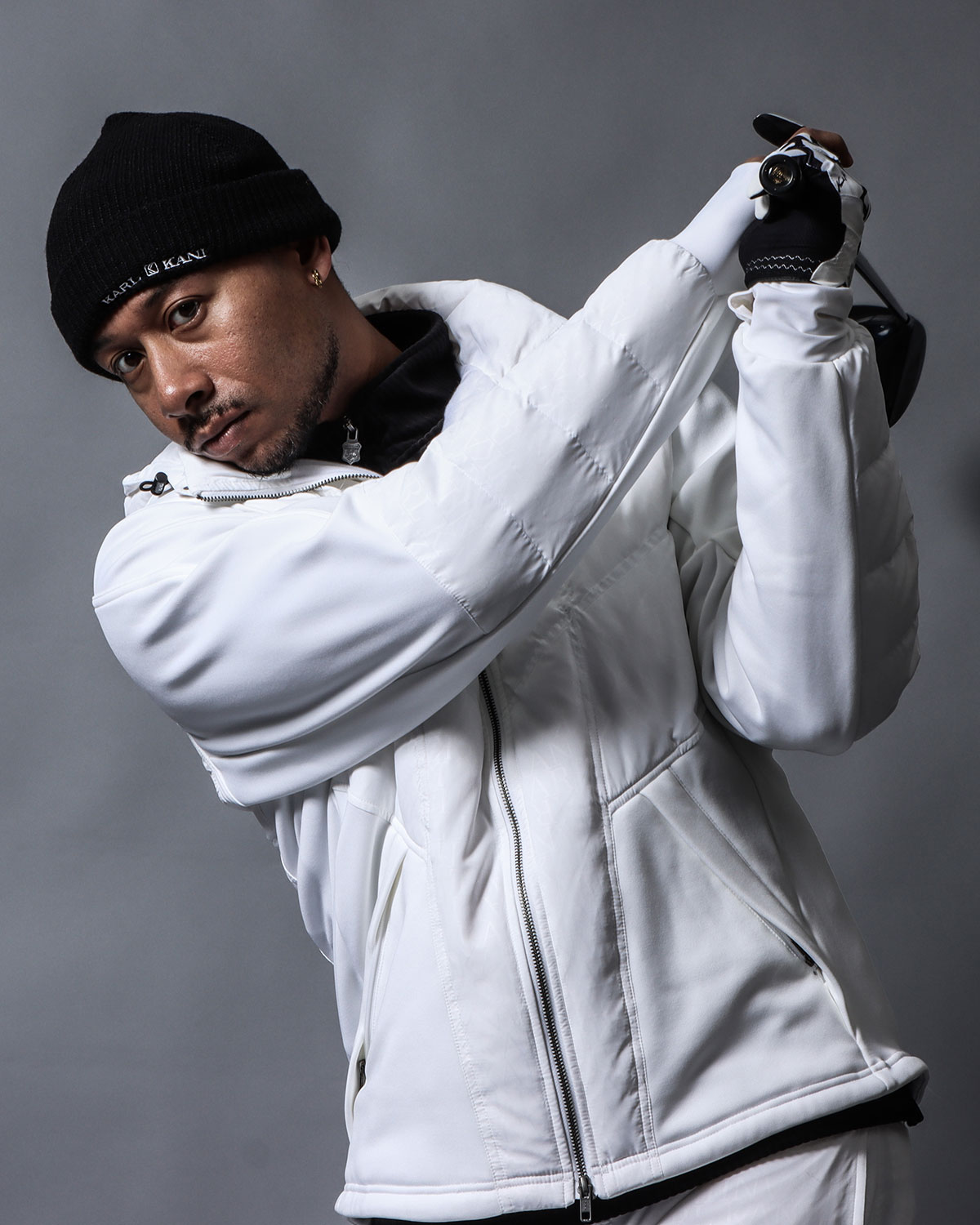 Malbon ゴルフ ホワイト セットアップ 上下✨ 冬映えコーデ 即購入可⛳ KARL KANI GOLF 冬のセットアップ 防寒とスタイルを両立する、冬ゴルフ