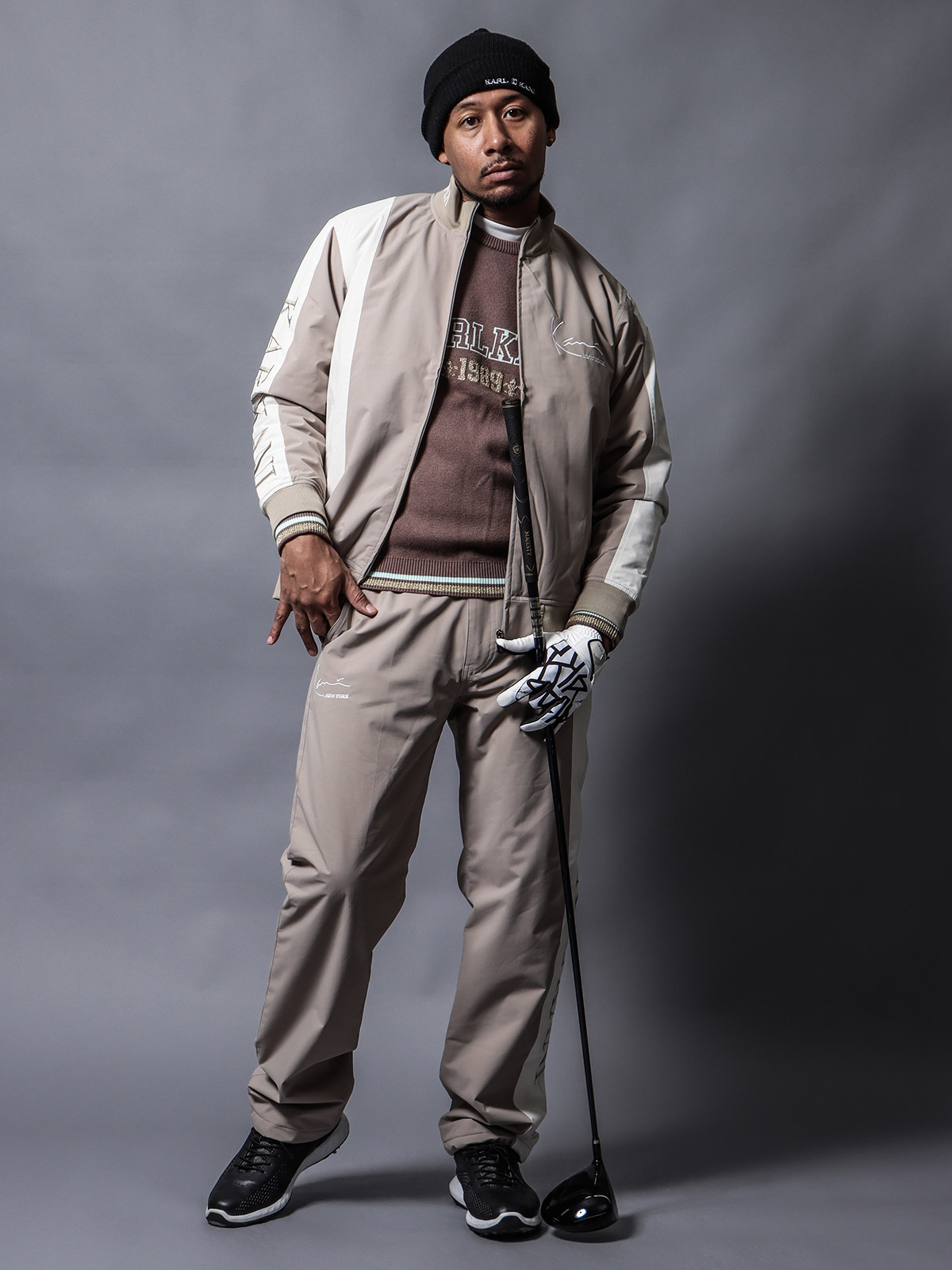 防風 中綿 カラー ブロック セットアップ