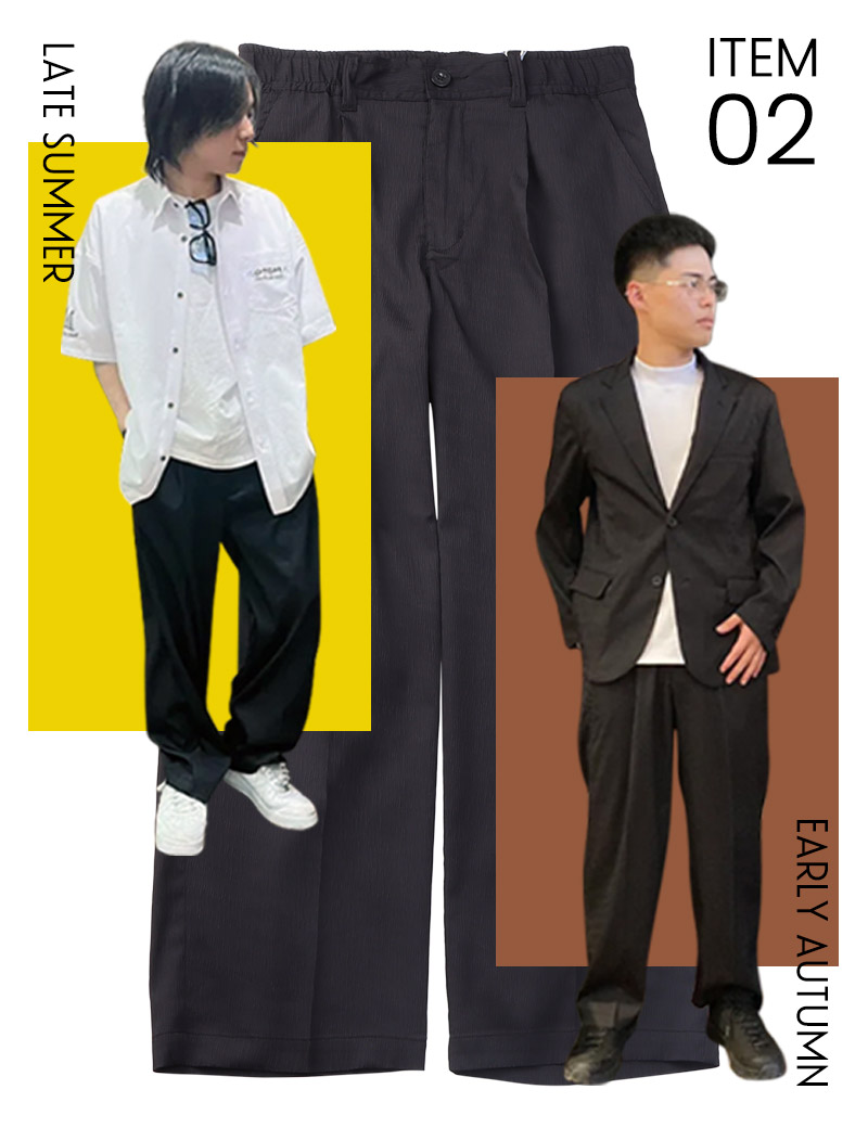 フレッシュ ストレッチ ライト タックパンツ