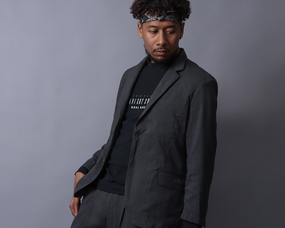 ライト フレッシュ リネンタッチセットアップチャコールジャケット