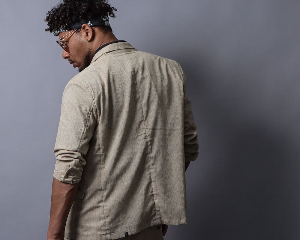 ライト フレッシュ リネンタッチセットアップモカチャジャケット