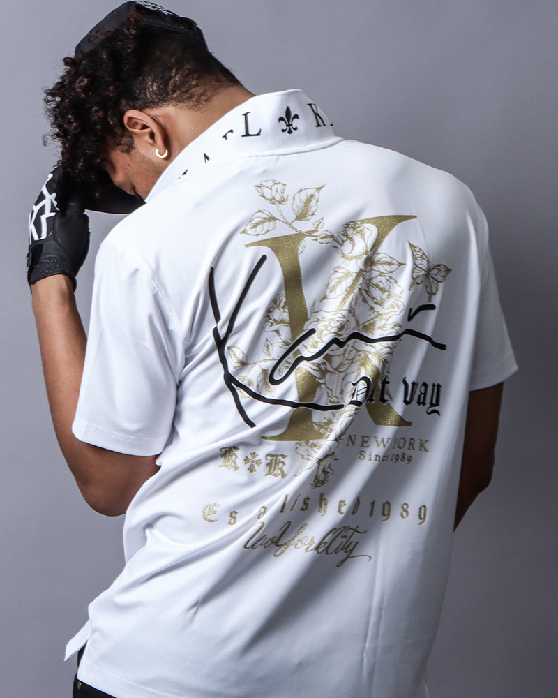 ドライ UVカット フォト総柄 ポロスタイリング