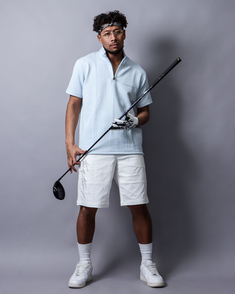 デオドラントドライケーブル ジャカード ハーフジップ Tスタイリング