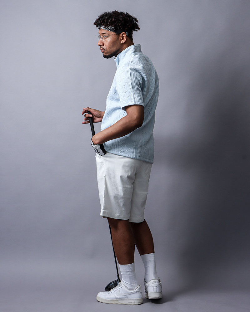 デオドラントドライケーブル ジャカード ハーフジップ Tスタイリング