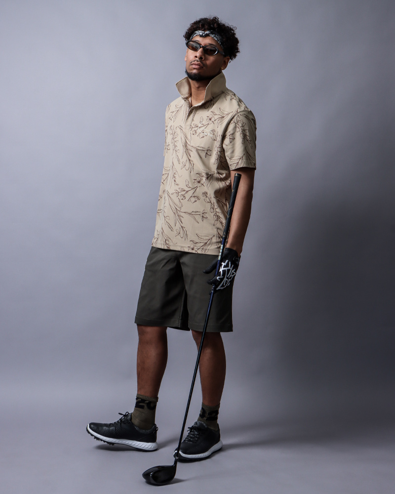 ドライ UVカット フラワー アート 総柄 ポロスタイリング