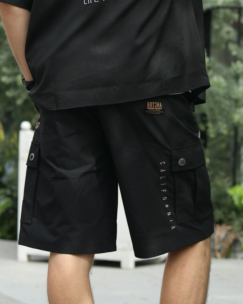 ドライ ブロック柄 カーゴ ショーツコーデ