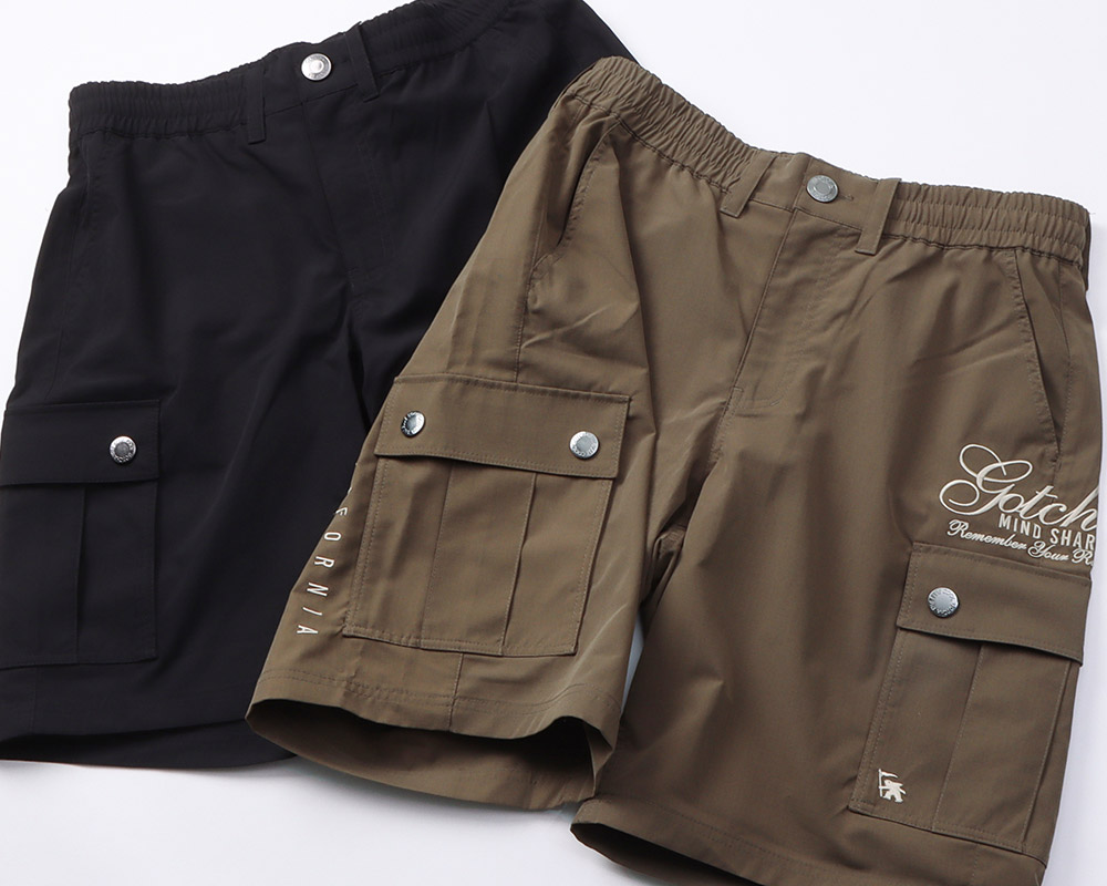 ドライ ブロック柄 カーゴ ショーツコーデ