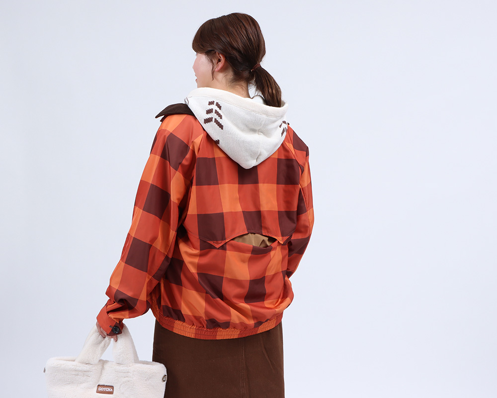 ウィメンズ 衿コーデュロイ チェック柄 ブルゾン