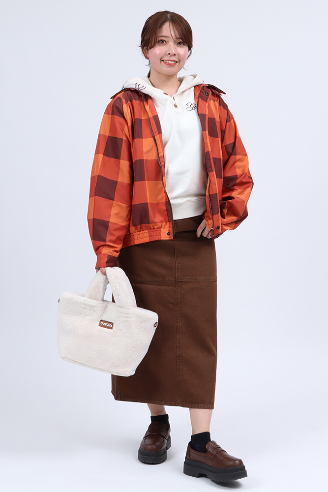 ウィメンズ 衿コーデュロイ チェック柄 ブルゾン