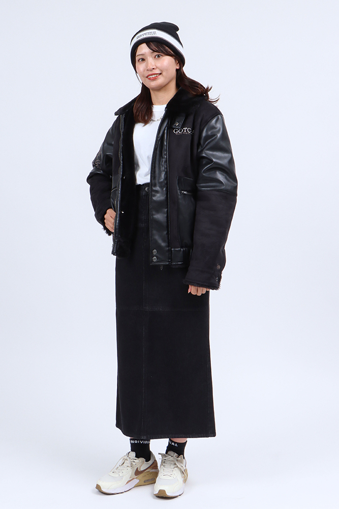 ウィメンズ 衿コーデュロイ チェック柄 ブルゾン