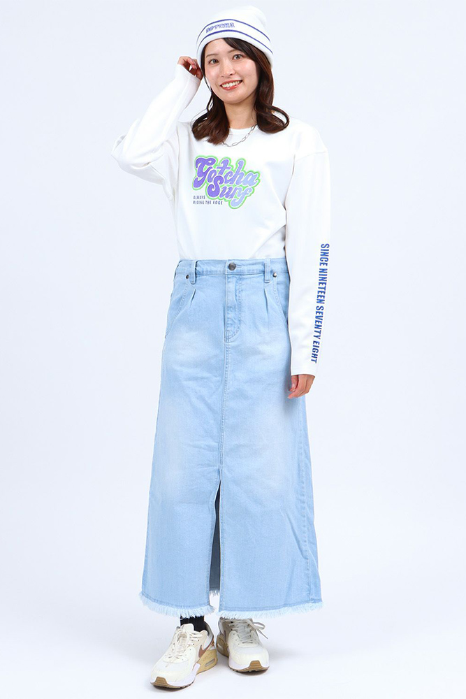 ウィメンズ ストレッチ フロントスリット ロングスカート