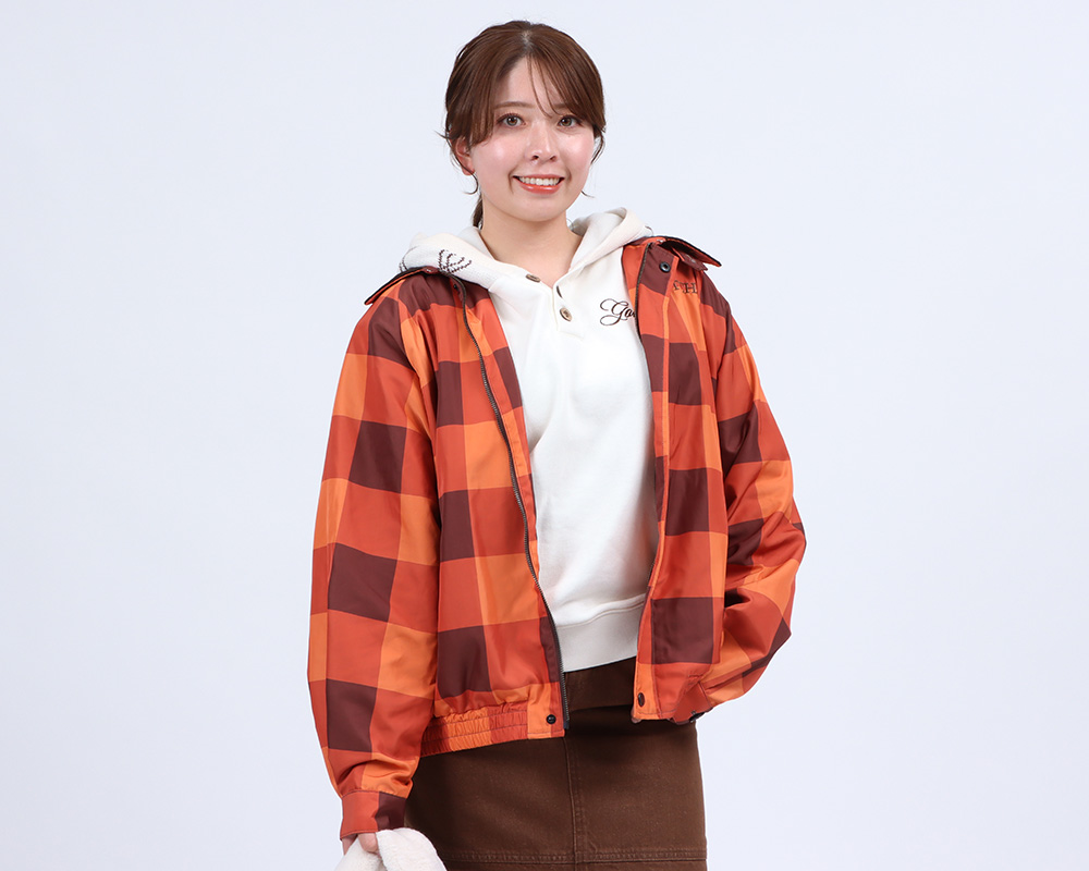 ウィメンズ 衿コーデュロイ チェック柄 ブルゾン