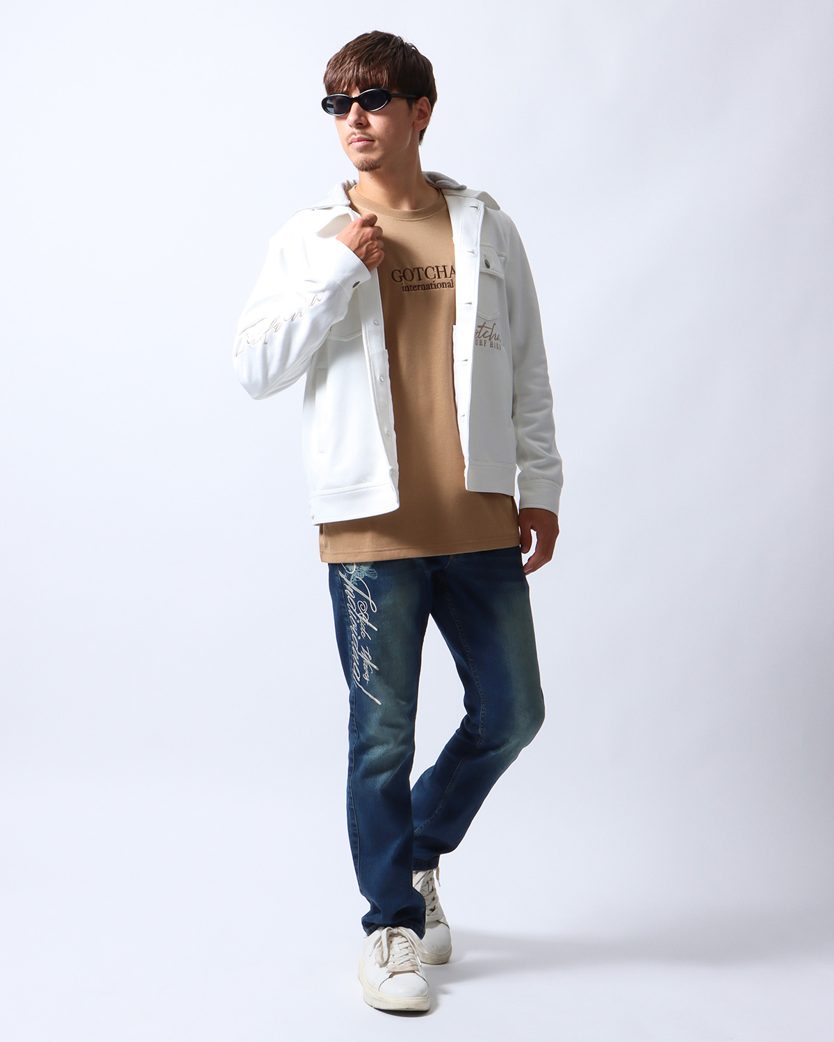 ポリスウェード 切替 ウエスタン ストレッチ デニムパンツ