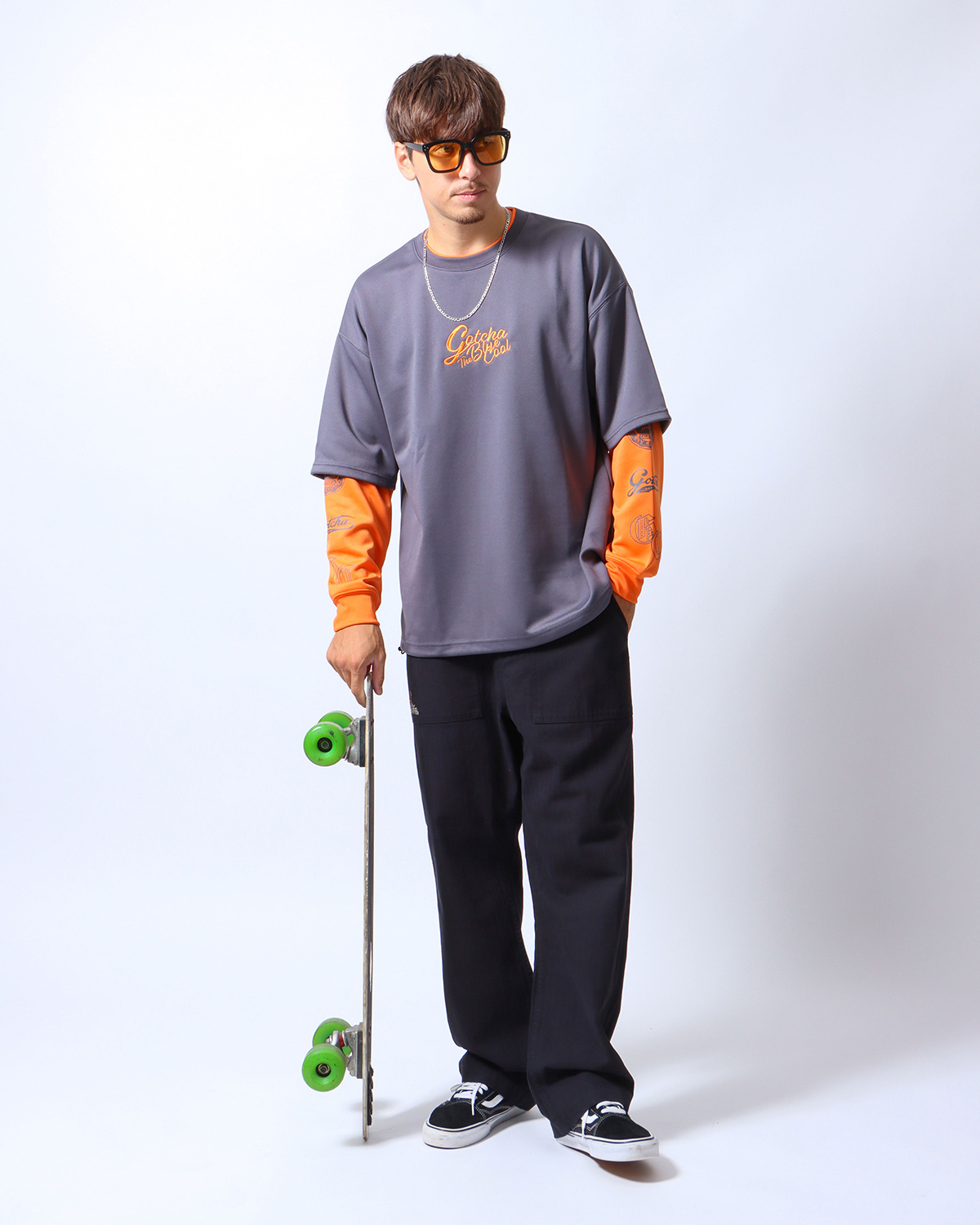 吸水速乾 デザイン フェイクレイヤード ロンT