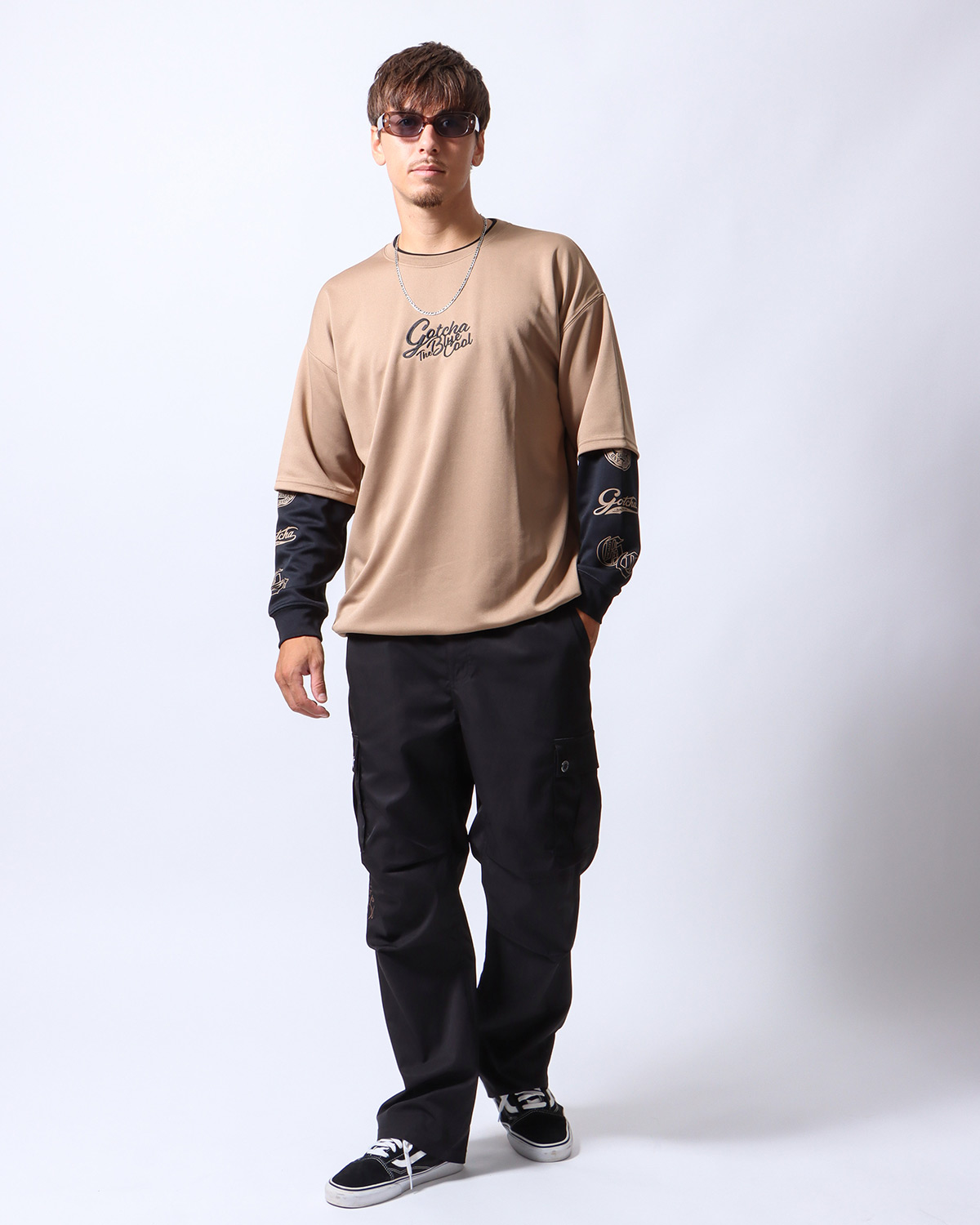 吸水速乾 デザイン フェイクレイヤード ロンT