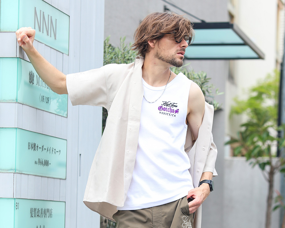 テレコ生地 抗菌防臭 夏 メンズ タンクトップ