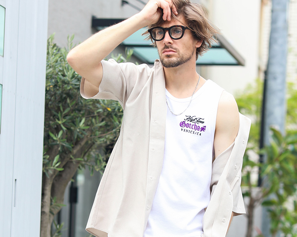 テレコ生地 抗菌防臭 夏 メンズ タンクトップ