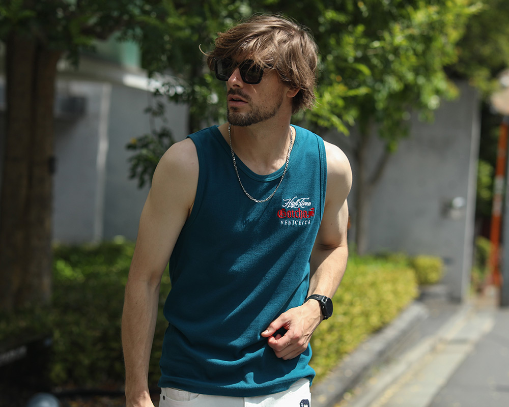 テレコ生地 抗菌防臭 夏 メンズ タンクトップ