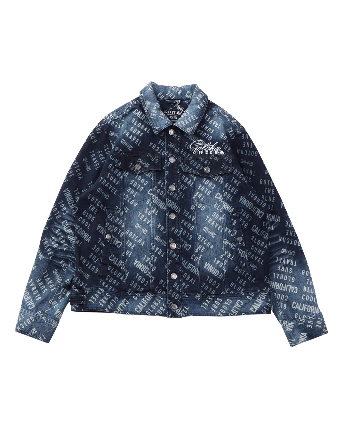 ストレッチ 総柄 デニムジャケット