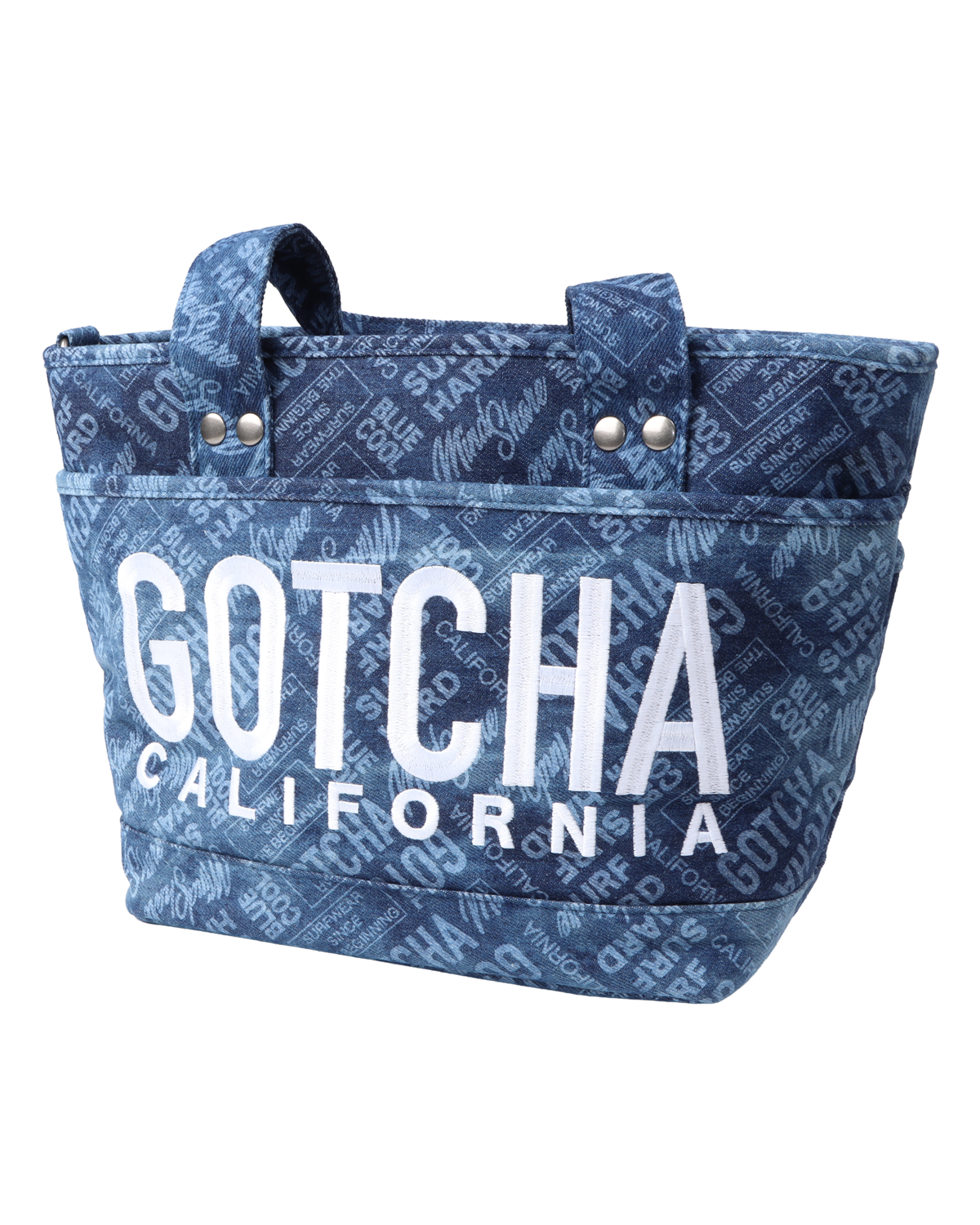 撥水 2WAY ロゴ総柄 デニム ミニ トートバッグ