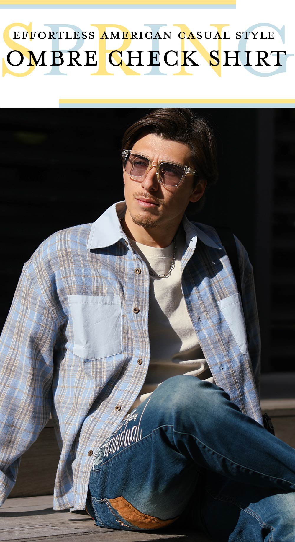 オンブレチェック シャツ