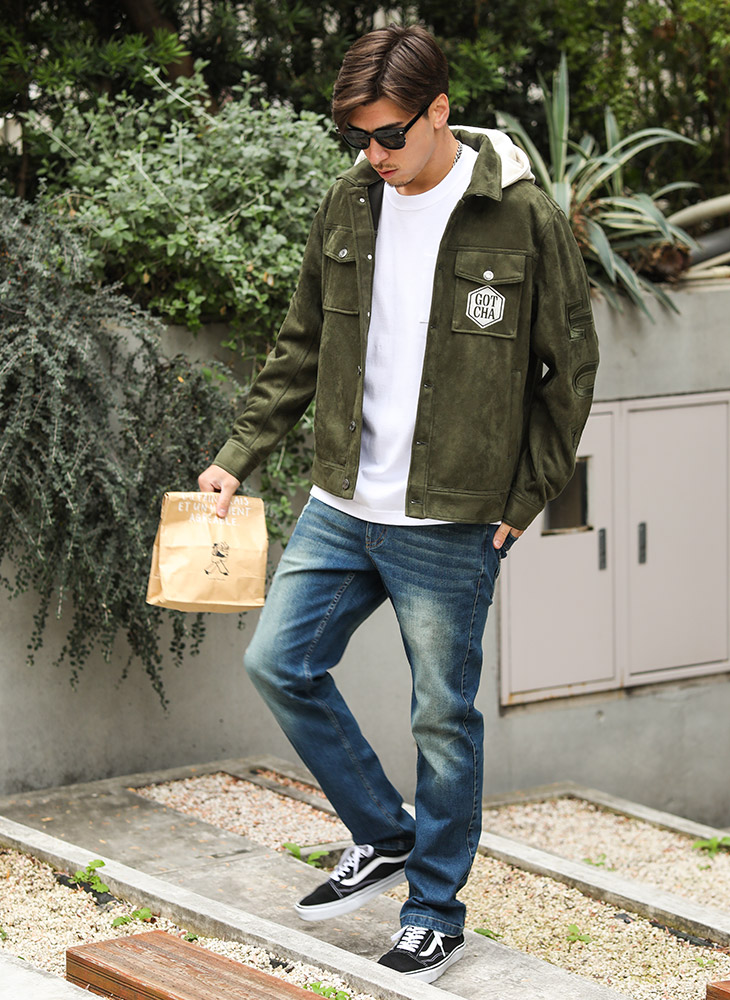 フード脱着 アームインパクト フェイクスウェード ジャケット