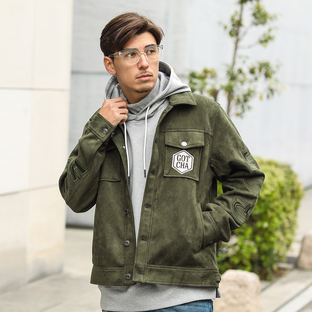 フード脱着 アームインパクト フェイクスウェード ジャケット