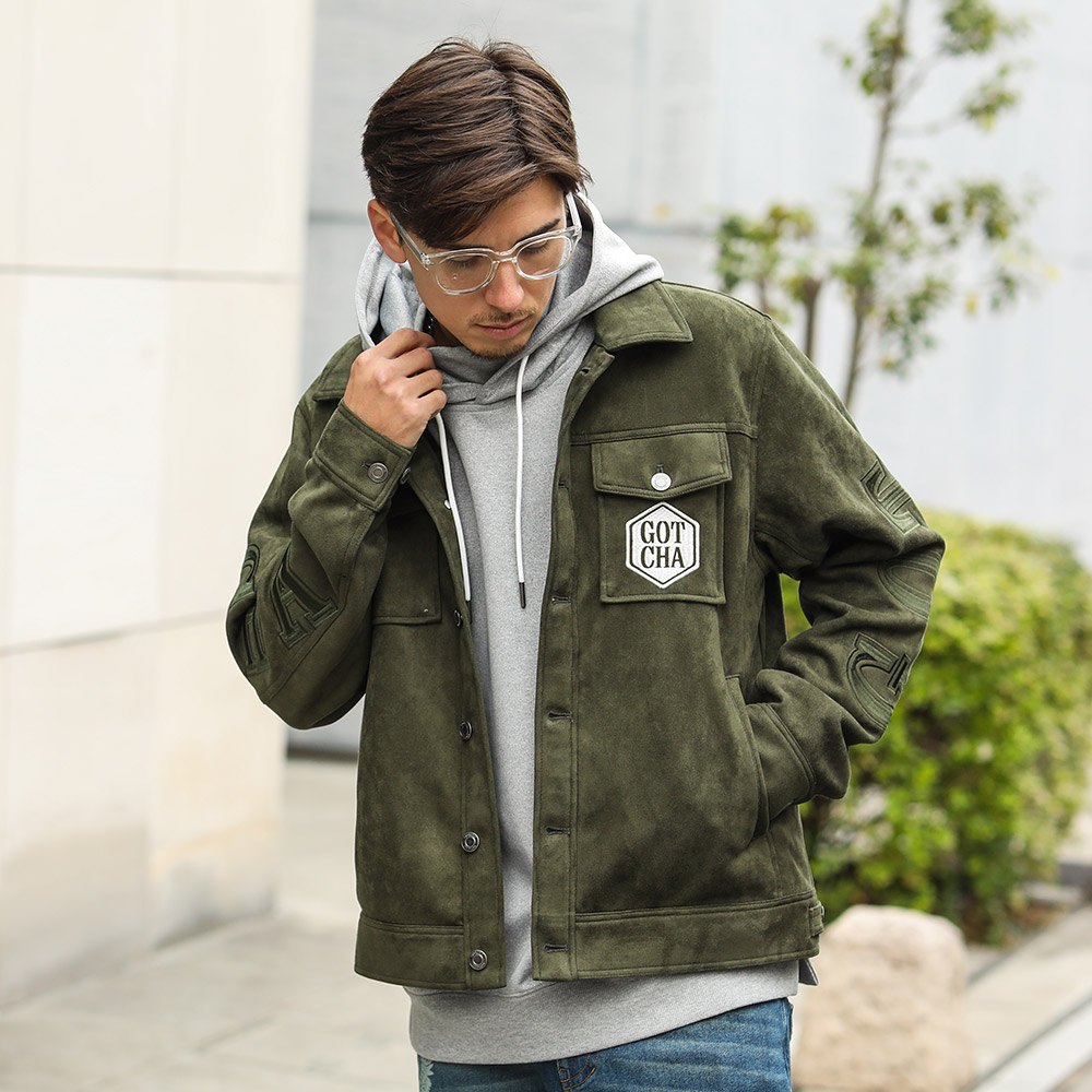 フード脱着 アームインパクト フェイクスウェード ジャケット