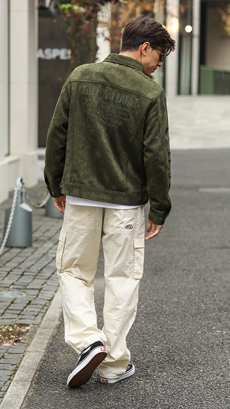 フード脱着 アームインパクト フェイクスウェード ジャケット